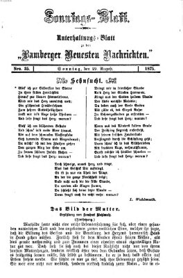 Bamberger neueste Nachrichten. Sonntagsblatt : Unterhaltungs-Beilage zu den "Bamberger neueste Nachrichten" (Bamberger neueste Nachrichten) Sonntag 29. August 1875