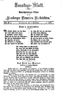 Bamberger neueste Nachrichten. Sonntagsblatt : Unterhaltungs-Beilage zu den "Bamberger neueste Nachrichten" (Bamberger neueste Nachrichten) Sonntag 5. September 1875