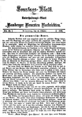 Bamberger neueste Nachrichten. Sonntagsblatt : Unterhaltungs-Beilage zu den "Bamberger neueste Nachrichten" (Bamberger neueste Nachrichten) Sonntag 24. Oktober 1875