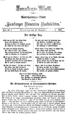 Bamberger neueste Nachrichten. Sonntagsblatt : Unterhaltungs-Beilage zu den "Bamberger neueste Nachrichten" (Bamberger neueste Nachrichten) Sonntag 26. Dezember 1875