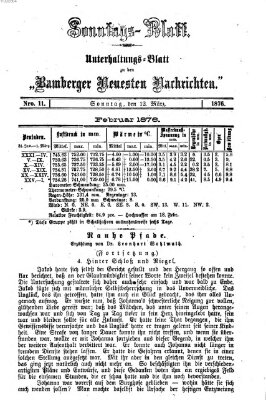 Bamberger neueste Nachrichten. Sonntagsblatt : Unterhaltungs-Beilage zu den "Bamberger neueste Nachrichten" (Bamberger neueste Nachrichten) Sonntag 12. März 1876