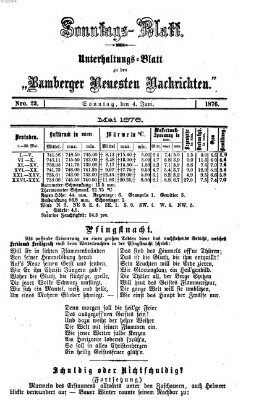 Bamberger neueste Nachrichten. Sonntagsblatt : Unterhaltungs-Beilage zu den "Bamberger neueste Nachrichten" (Bamberger neueste Nachrichten) Sonntag 4. Juni 1876