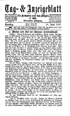 Tag- und Anzeigeblatt für Kempten und das Allgäu Samstag 10. Juni 1876