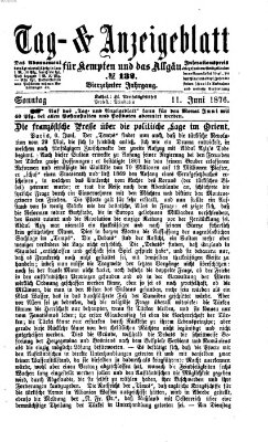 Tag- und Anzeigeblatt für Kempten und das Allgäu Sonntag 11. Juni 1876