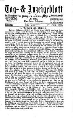 Tag- und Anzeigeblatt für Kempten und das Allgäu Samstag 17. Juni 1876