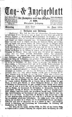 Tag- und Anzeigeblatt für Kempten und das Allgäu Sonntag 18. Juni 1876