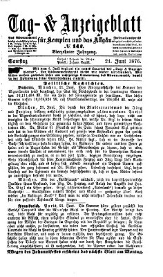 Tag- und Anzeigeblatt für Kempten und das Allgäu Samstag 24. Juni 1876