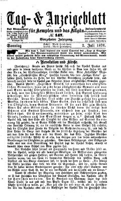 Tag- und Anzeigeblatt für Kempten und das Allgäu Sonntag 2. Juli 1876