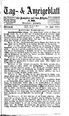 Tag- und Anzeigeblatt für Kempten und das Allgäu Mittwoch 19. Juli 1876