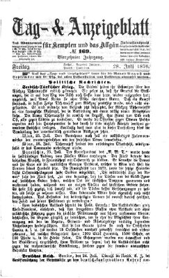 Tag- und Anzeigeblatt für Kempten und das Allgäu Freitag 28. Juli 1876