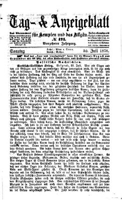 Tag- und Anzeigeblatt für Kempten und das Allgäu Sonntag 30. Juli 1876