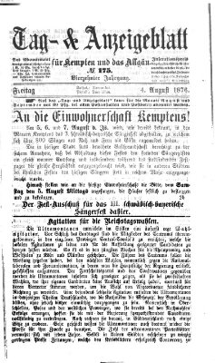 Tag- und Anzeigeblatt für Kempten und das Allgäu Freitag 4. August 1876