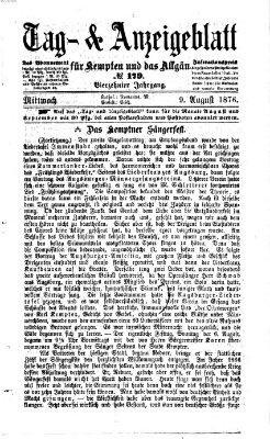 Tag- und Anzeigeblatt für Kempten und das Allgäu Mittwoch 9. August 1876