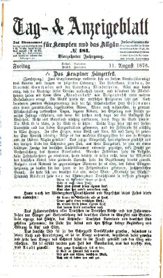 Tag- und Anzeigeblatt für Kempten und das Allgäu Freitag 11. August 1876