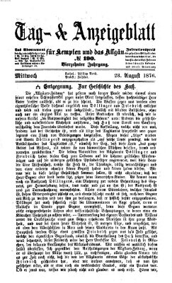 Tag- und Anzeigeblatt für Kempten und das Allgäu Mittwoch 23. August 1876