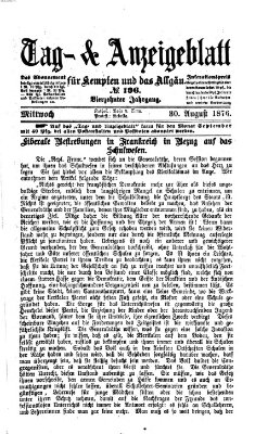 Tag- und Anzeigeblatt für Kempten und das Allgäu Mittwoch 30. August 1876