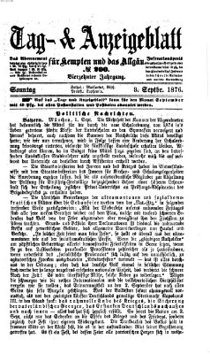 Tag- und Anzeigeblatt für Kempten und das Allgäu Sonntag 3. September 1876