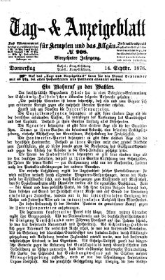 Tag- und Anzeigeblatt für Kempten und das Allgäu Donnerstag 14. September 1876