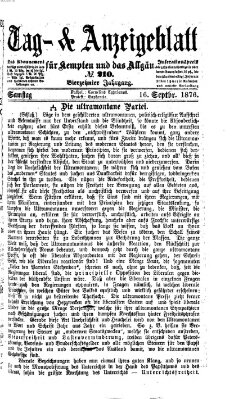 Tag- und Anzeigeblatt für Kempten und das Allgäu Samstag 16. September 1876