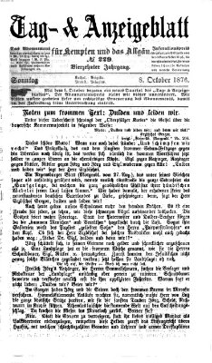 Tag- und Anzeigeblatt für Kempten und das Allgäu Sonntag 8. Oktober 1876