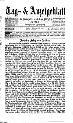 Tag- und Anzeigeblatt für Kempten und das Allgäu Mittwoch 11. Oktober 1876