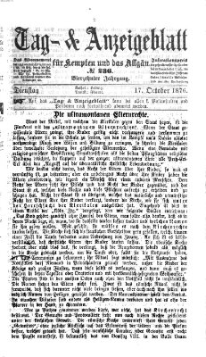 Tag- und Anzeigeblatt für Kempten und das Allgäu Dienstag 17. Oktober 1876