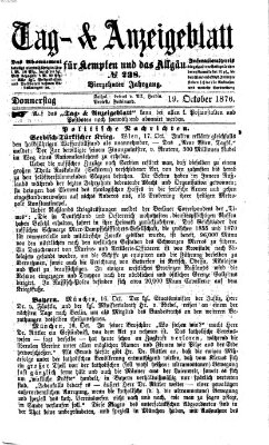 Tag- und Anzeigeblatt für Kempten und das Allgäu Donnerstag 19. Oktober 1876