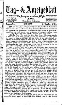 Tag- und Anzeigeblatt für Kempten und das Allgäu Donnerstag 9. November 1876