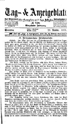 Tag- und Anzeigeblatt für Kempten und das Allgäu Sonntag 12. November 1876