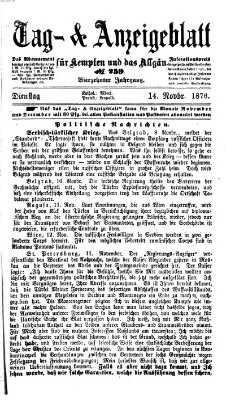 Tag- und Anzeigeblatt für Kempten und das Allgäu Dienstag 14. November 1876