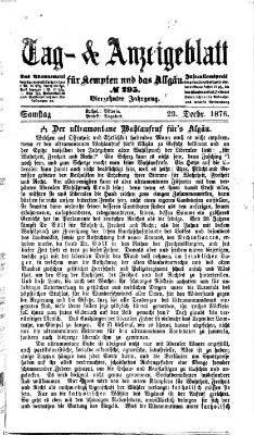 Tag- und Anzeigeblatt für Kempten und das Allgäu Samstag 23. Dezember 1876