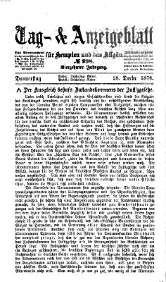 Tag- und Anzeigeblatt für Kempten und das Allgäu Donnerstag 28. Dezember 1876