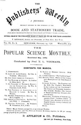 Publishers' weekly Samstag 19. Februar 1876