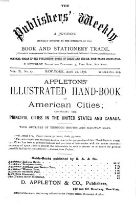 Publishers' weekly Samstag 22. April 1876