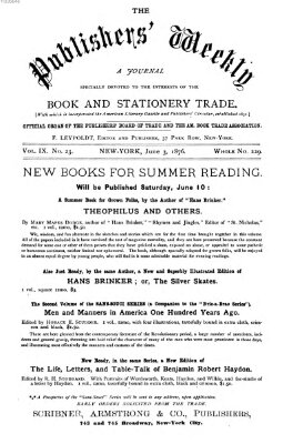 Publishers' weekly Samstag 3. Juni 1876