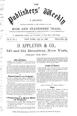 Publishers' weekly Samstag 22. Juli 1876