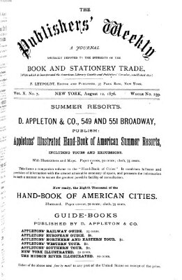 Publishers' weekly Samstag 12. August 1876