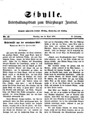 Sibylle (Würzburger Journal) Samstag 15. April 1876