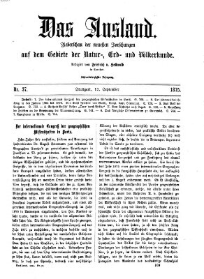 Das Ausland Montag 13. September 1875