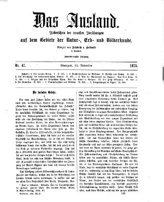 Das Ausland Montag 22. November 1875