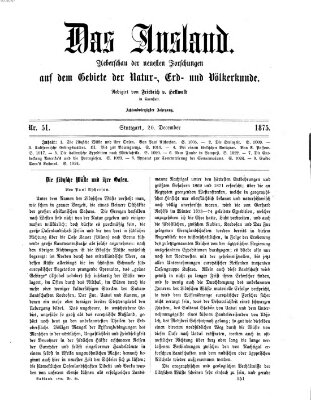 Das Ausland Montag 20. Dezember 1875