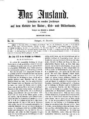 Das Ausland Montag 27. Dezember 1875