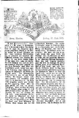 Bamberger Volksblatt Freitag 17. September 1875