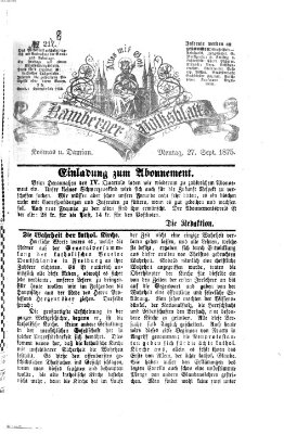 Bamberger Volksblatt Montag 27. September 1875