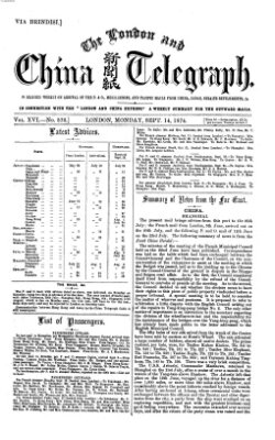 The London and China telegraph Montag 14. September 1874