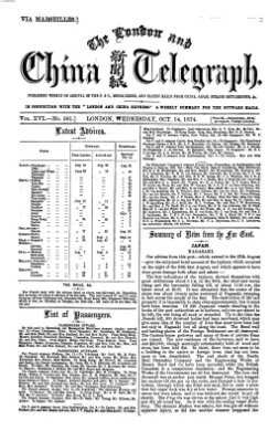 The London and China telegraph Mittwoch 14. Oktober 1874