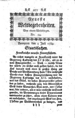 Neueste Weltbegebenheiten (Kemptner Zeitung) Montag 5. Juli 1784