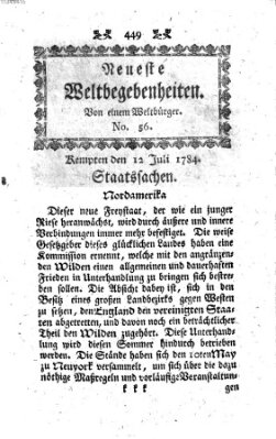 Neueste Weltbegebenheiten (Kemptner Zeitung) Montag 12. Juli 1784