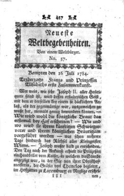 Neueste Weltbegebenheiten (Kemptner Zeitung) Freitag 16. Juli 1784