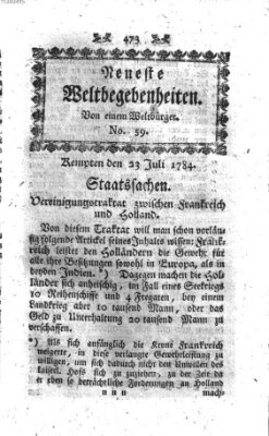 Neueste Weltbegebenheiten (Kemptner Zeitung) Freitag 23. Juli 1784